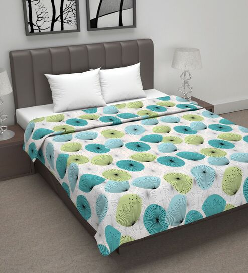 Aqua Cotton Floral 120 Gsm Double Dohar
