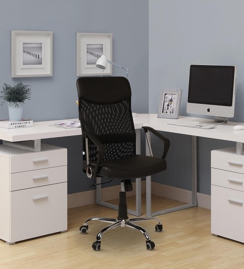 Aqua Fabric  Executive Chair in Black Colour