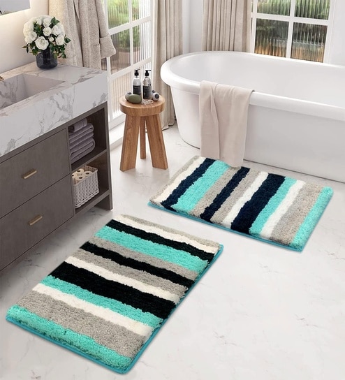 luxe home international Aqua Microfibre 16x24 Inches Washable Bath Mat-picture-33
