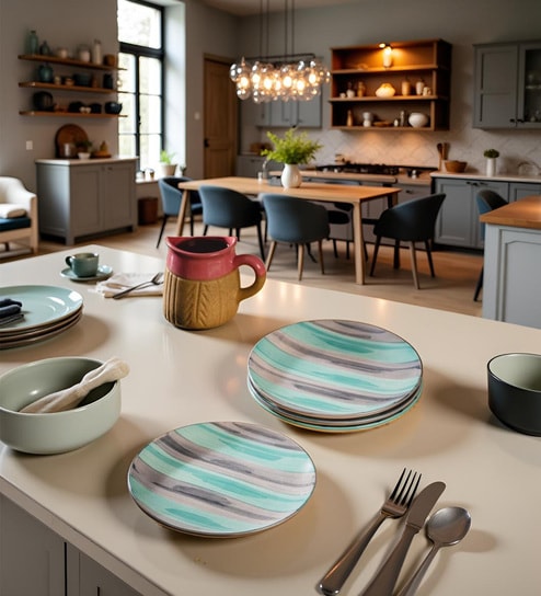 Aqua Mist Quarter Ceramic Serving Plates Sets of 4 dinnerware Sets Plates