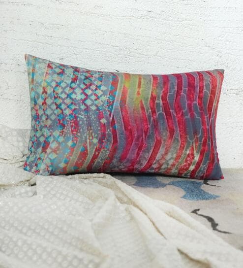 Aqua Poly Cotton Abstract 12x22 inches Cushion Covers (1pc)