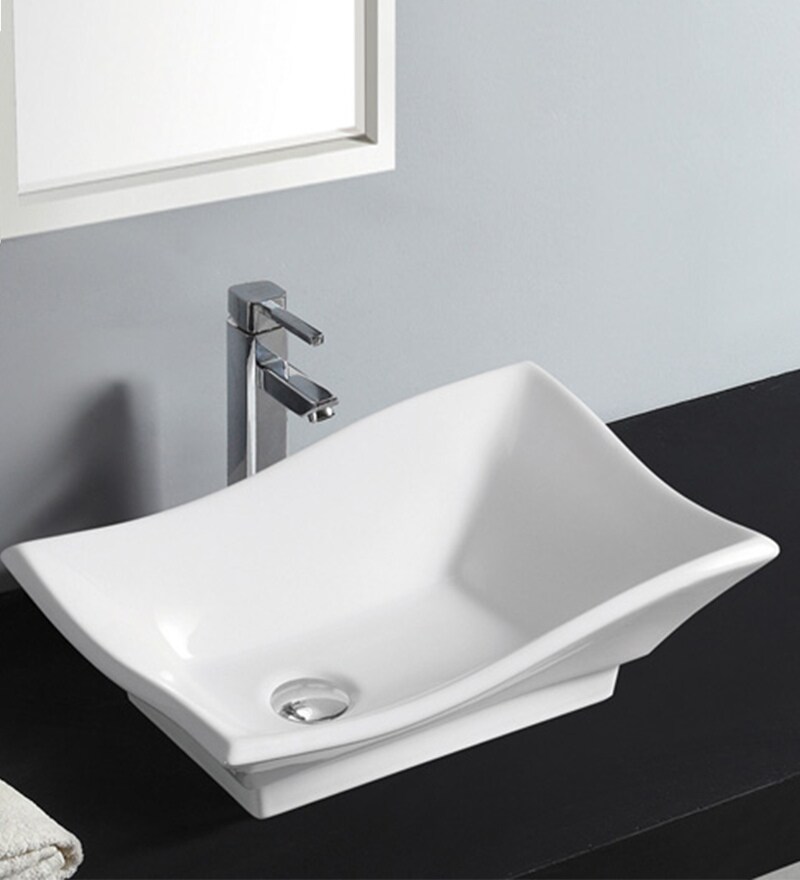 Buy Aquant White Ceramic Basin Model 4016 Online Wash Basins Bath Homeware Pepperfry Product