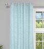 Aqua Floral Jacquard 5 Ft Light Filtering Eyelet Window Curtain