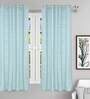 Aqua Floral Jacquard 5 Ft Light Filtering Eyelet Window Curtain