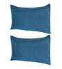 Aqua Solid 210TC Jute 17 x 27 Inches Pillow Covers (Set of 2)