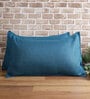 Aqua Solid 210TC Jute 17 x 27 Inches Pillow Covers (Set of 2)