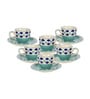 Aqua Blossom Ceramic Cup and Saucer Set of 12(130ml) Tea Coffee Cups
