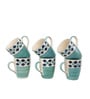 Aqua Blossom Coffee Mug Set of 6 (275 ML Each) Microwave Safe Coffee Mugs