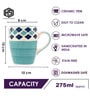 Aqua Blossom Coffee Mug Set of 6 (275 ML Each) Microwave Safe Coffee Mugs