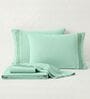 Aqua Blue 210 TC Cotton King Size Bedsheet with 2 Embroidered Pillow Covers