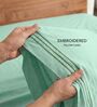 Aqua Blue 210 TC Cotton King Size Bedsheet with 2 Embroidered Pillow Covers