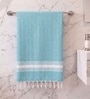 Aqua Blue Cotton Waffle Weave Bath Towel