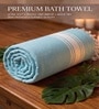 Aqua Blue Cotton Waffle Weave Bath Towel