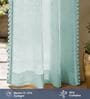 Aqua Blue with pom pomSolid Polyester Curtains for Window Pack of 2