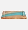 Aqua Blue Wood Handcrafted Serving Tray