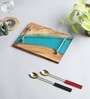 Aqua Blue Wood Handcrafted Serving Tray