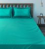 Teal Cotton 400TC Fitted Queen Size Bedsheet With 2 Pillow Covers