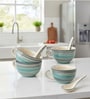 Aqua Drift Seagreen Ceramic Bowl Set Of 4(300Ml Each)