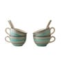 Aqua Drift Seagreen Ceramic Bowl Set Of 4(300Ml Each)