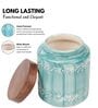 Aqua Embossed Ceramic Air Tight Jar with Wooden Lid