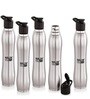 Aqua Flip Single Wall  750 ml Silver Stainless Steel (Set of 5) Sipper