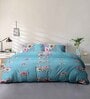 Aqua Floral 144 TC Microfiber Queen Sized Bedsheet With 2 Pillow Covers