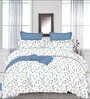 Aqua Floral 200 TC Cotton King Sized Double Bedsheet with 2 Pillow Covers