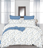 Aqua Floral 200 TC Cotton Queen Sized Double Bedsheet with 2 Pillow Covers