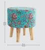 Aqua Floral Printed Chair & Stool in Natural Finish