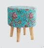 Aqua Floral Printed Chair & Stool in Natural Finish