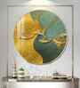 Aqua Gold Acrylic Round Wall Art