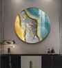 Aqua Gold Acrylic Round Wall Art