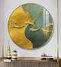 Aqua Gold Acrylic Round Wall Art