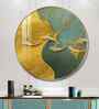 Aqua Gold Acrylic Round Wall Art