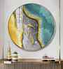 Aqua Gold Acrylic Round Wall Art