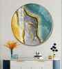 Aqua Gold Acrylic Round Wall Art