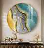 Aqua Gold Acrylic Round Wall Art