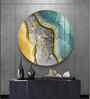Aqua Gold Acrylic Round Wall Art