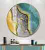 Aqua Gold Acrylic Round Wall Art