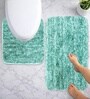 Aqua Microfibre 16x24 Inches Fluffy Bath Mat Set Of 2