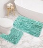 Aqua Microfibre 16x24 Inches Fluffy Bath Mat Set Of 2