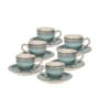 Aqua Mist Ceramic Cup and Saucer Set of 12(130ml) Tea Coffee Cups