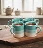Aqua Mist Coffee Cup Set of 4(190 ML Each) Microwave Safe Coffee Mugs.