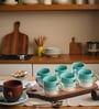 Aqua Mist Coffee Cup Set of 6(190 ML Each) Microwave Safe Coffee Mugs.