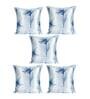 Aqua Floral Polyester Blend 16 x 16 Inches Cushion Covers (Set of 5)