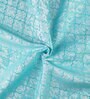 Aqua Polyester Blend Geometric 8ft Light Filtering Eyelet Long Curtain