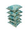 Aqua Polyester Floral 20x20 inches Cushion Covers Set of 5