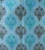 Aqua Floral Polyester 7 Ft Blackout Eyelet Door Curtains (Set of 2)