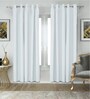 White Polyester Solid 7ft Blackout Eyelet Door Curtain (2 Pc)