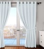 White Polyester Solid 9ft Blackout Eyelet Door Curtain (2 Pc)